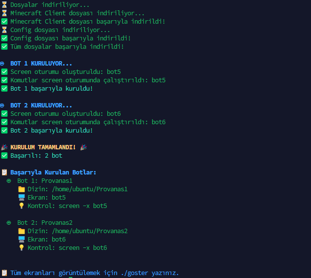 Bot kurulum tamamlandı