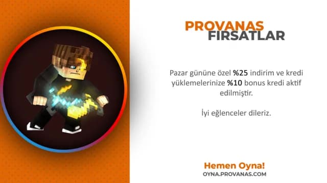 Pazar Gününe Özel %25 İndirim ve %10 Bonus Kredi